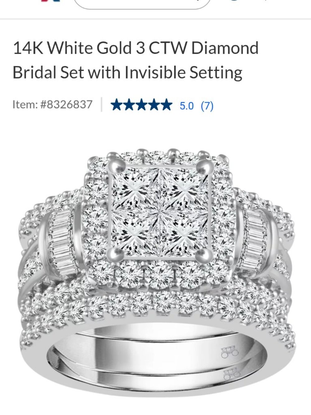 14K White Gold Diamond Cluster Engagement Ring (From 3 CTW Set)